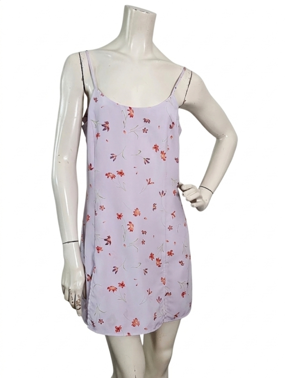 Vintage 90s Y2K Express Slip Dress Romper Women's 9/10 Lavender Floral